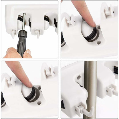 Wall Mounted Broom Holder With 5 Slots And 6 Hooks/Wall Mounted Broom Holder For Bathroom, Kitchen Or Garage V1188-MS-227-1863