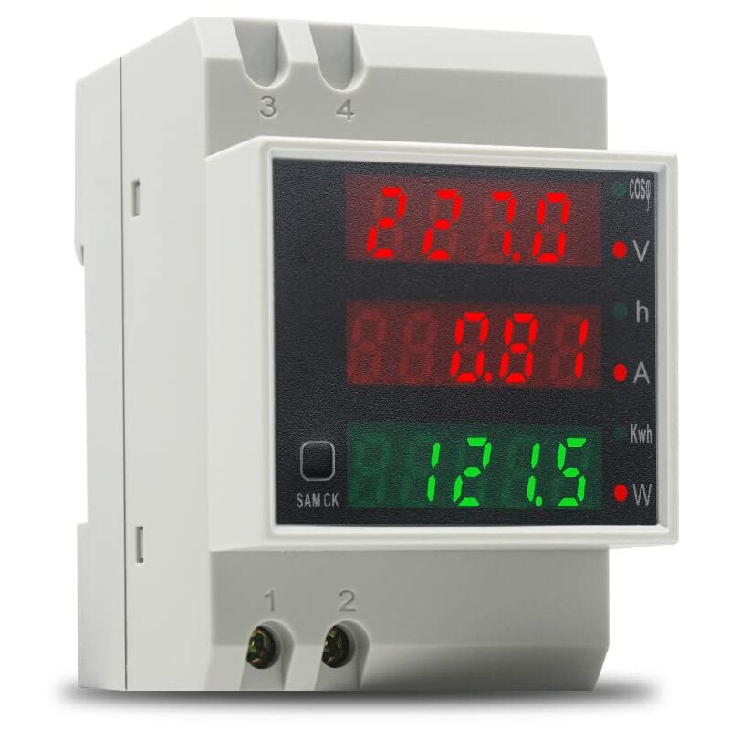 Din Rail Electricity Meter Single Phase Energy Meter Digital Voltmeter Ammeter Ac 80-300V 100A Wattmeter 1 V1188-MS-227-1867
