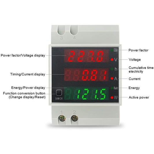 Din Rail Electricity Meter Single Phase Energy Meter Digital Voltmeter Ammeter Ac 80-300V 100A Wattmeter 1 V1188-MS-227-1867