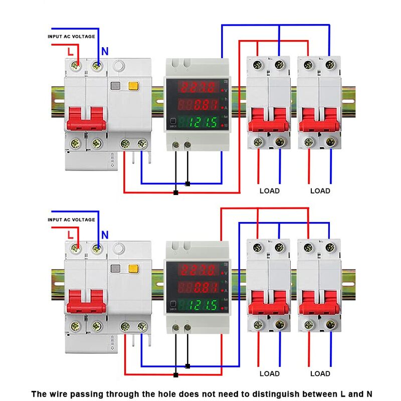 Din Rail Electricity Meter Single Phase Energy Meter Digital Voltmeter Ammeter Ac 80-300V 100A Wattmeter 1 V1188-MS-227-1867