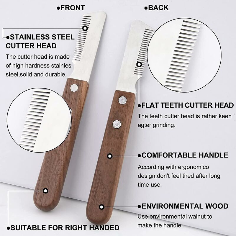 Right Handed Trimmer Knife Professional Dog Stripping Knife With Ergonomic Wooden Handle V1188-MS-227-1871