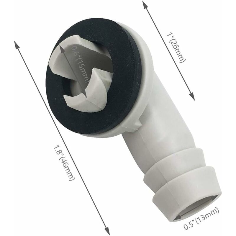 Air Conditioner Drain Hose Connector Elbow Fitting With Rubber Ring For Split Units And Window Units Ac 3/5 V1188-MS-227-1873
