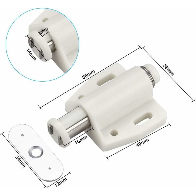 6 pcs Magnetic Push Catch Plastic Magnetic Catch Soft Close Magnetic Catch For Door Cabinet Drawer Sliding V1188-MS-227-1875