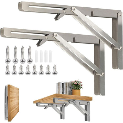 400Mm Folding Wall Shelf, 304 Stainless Steel Folding Bracket For Workbench, Folding Bracket Support, Wall V1188-MS-227-1876