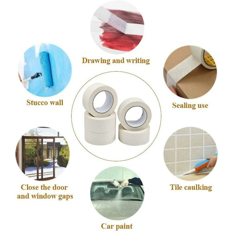 5 ROlls Masking Tape Adhesive Paint Masking Tape Multi-Purpose Strong Sticky Tape For Painting, Industry, V1188-MS-227-1877