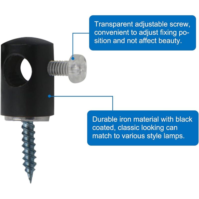 Chandelier Lighting Hook, 6 pcs Hanging Lighting Hooks For Chandelier Ceiling Lights Cable (Black) V1188-MS-227-1883