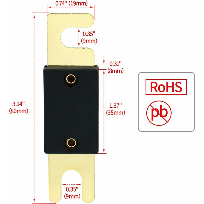2 Pack Anl Fuse - 80A - For Car Audio System - Black And Gold V1188-MS-227-1886