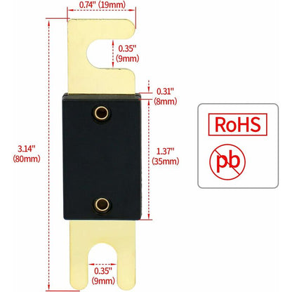 2 Pack Anl Fuse - 80A - For Car Audio System - Black And Gold V1188-MS-227-1886