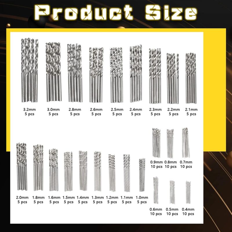 150 pcs Twist Drill Bits High Speed Steel Titanium Micro Drill Bit Set Tool 0.4Mm-3.2Mm For Wood, Metal, V1188-MS-227-1888