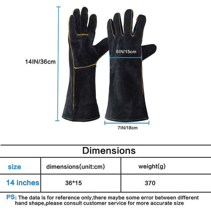 Leather Welding Gloves 932 degrees F High Temperature Work Gloves For Welding Bbq Kitchen Baking Oven V1188-MS-227-1896