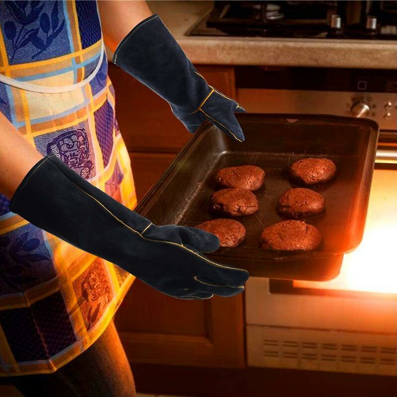 Leather Welding Gloves 932 degrees F High Temperature Work Gloves For Welding Bbq Kitchen Baking Oven V1188-MS-227-1896