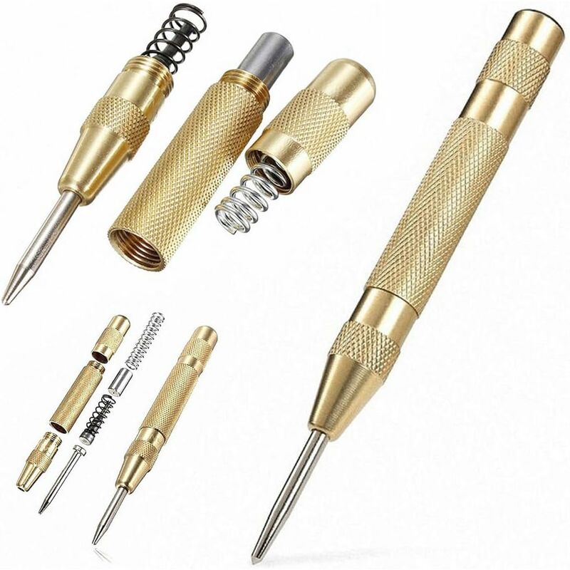 5" Automatic Center Punch Stainless Steel With Adjustable Stroke, Determines Drilling Position For Steel, V1188-MS-227-1898