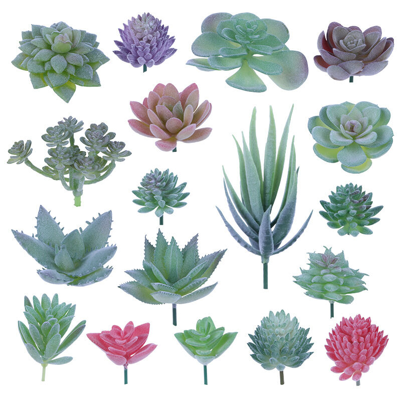 18 pcs Artificial Succulent Plants Flocking Potless Mini Fake Succulent Plants For Lotus Landscape Decorative V1188-MS-227-1919