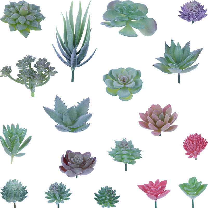 18 pcs Artificial Succulent Plants Flocking Potless Mini Fake Succulent Plants For Lotus Landscape Decorative V1188-MS-227-1919