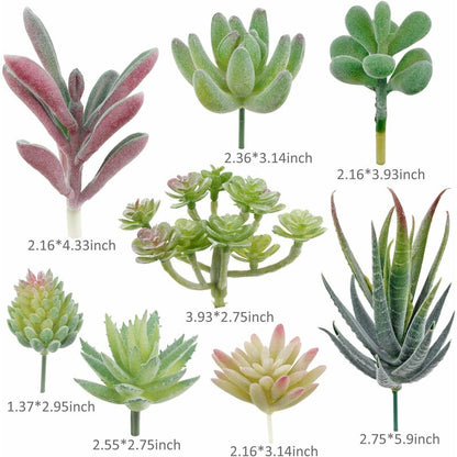 18 pcs Artificial Succulent Plants Flocking Potless Mini Fake Succulent Plants For Lotus Landscape Decorative V1188-MS-227-1919