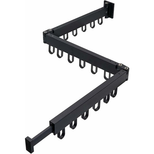 3 Tier Extendable Wall Mounted Clothes Drying Rack For Balcony And Bathroom Black Foldable Wall Mounted V1188-MS-227-1920