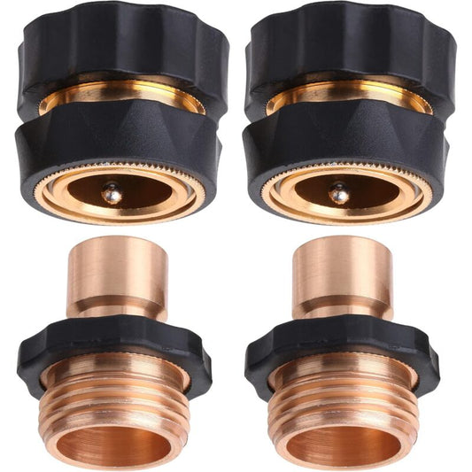 Garden Hose Quick Connectors, 3/4 Inch, 2 Sets (2 Female + 2 Male) Quick Connect Water Hose Connectors, Hose V1188-MS-227-1923