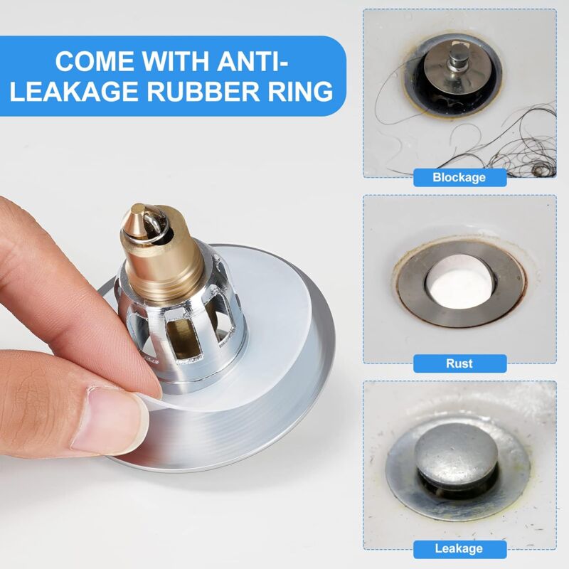 Pop-Up Sink Plug, Universal Pop Up Sink Plug With Anti-Clogging Filter, Anti-Odor Hair Filter For 26-42Mm V1188-MS-227-1928