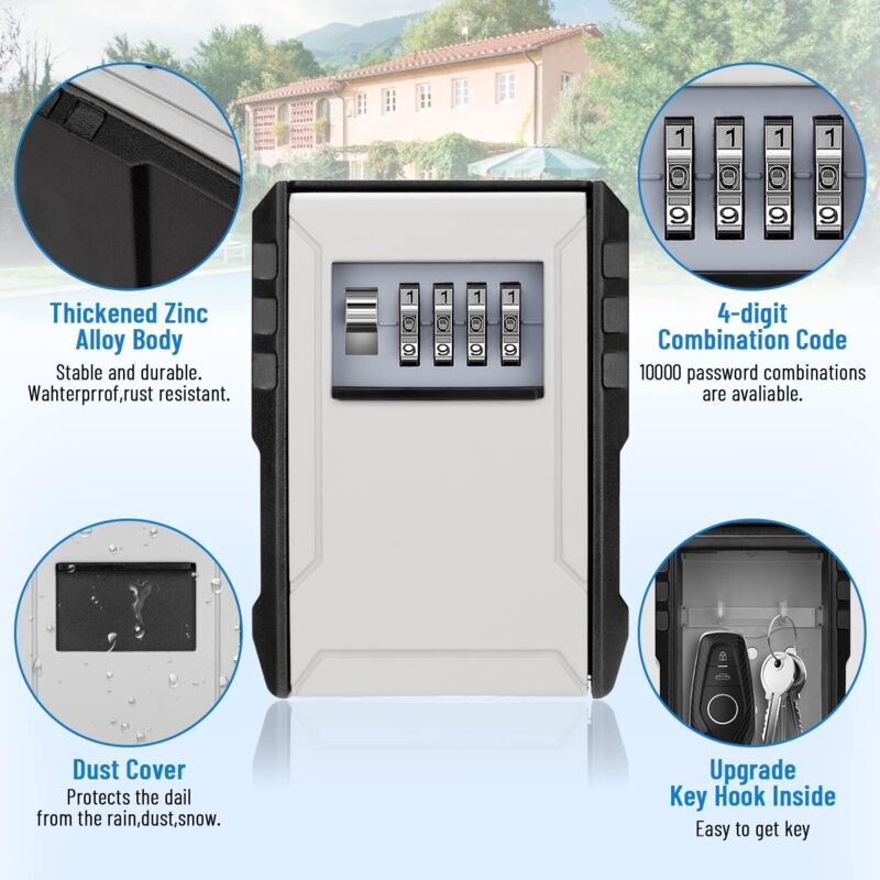 Waterproof Outdoor Security Key Box Key Box Wall Mounted Key Box Large Key Box For Keys, Cards Home Schools V1188-MS-227-1940