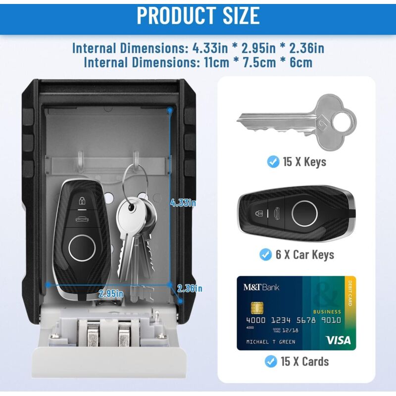 Waterproof Outdoor Security Key Box Key Box Wall Mounted Key Box Large Key Box For Keys, Cards Home Schools V1188-MS-227-1940