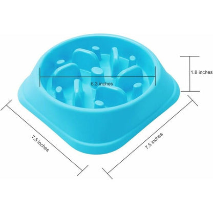 Slow Feeder Dog Bowl, Interactive Slow Feeder For Pets, Durable Square Non-Slip Pet Drinking Water Bowl Blue V1188-MS-227-1943