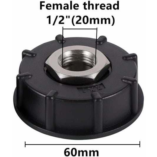 Ibc S60X6 Water Tank Adapter Coarse Thread With Hose Connector Stainless Steel Valve Spout Fittings (1/2" V1188-MS-227-1944