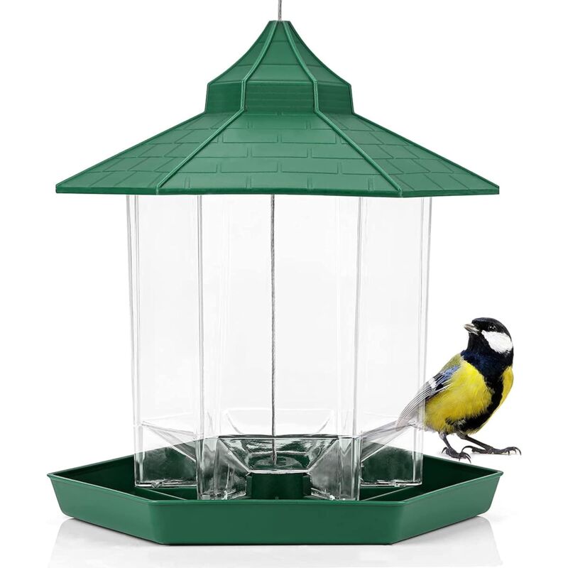 Hanging Outdoor Bird Feeder - Large Capacity Hexagonal Bird Feeder, Waterproof - Outdoor Bird Feeder With Seed V1188-MS-227-1946