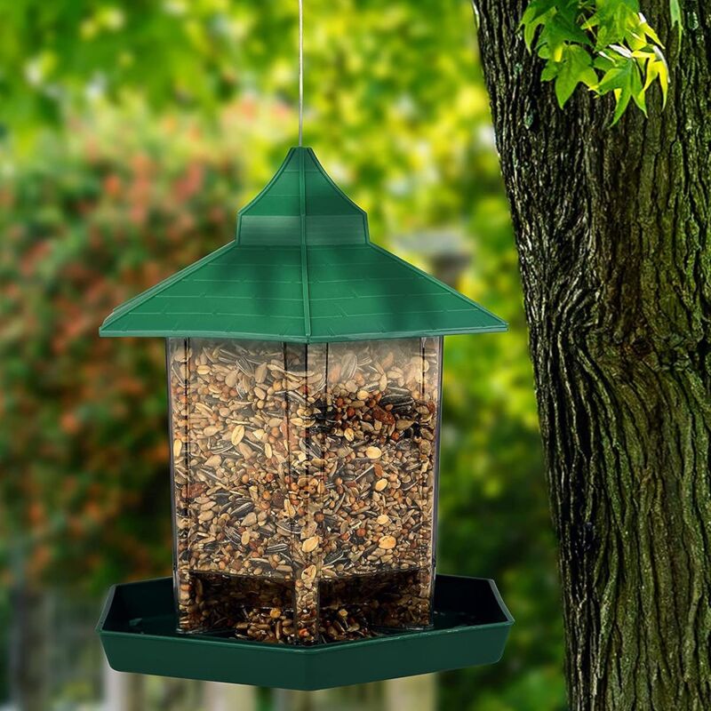 Hanging Outdoor Bird Feeder - Large Capacity Hexagonal Bird Feeder, Waterproof - Outdoor Bird Feeder With Seed V1188-MS-227-1946