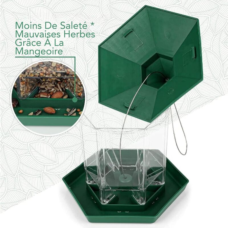 Hanging Outdoor Bird Feeder - Large Capacity Hexagonal Bird Feeder, Waterproof - Outdoor Bird Feeder With Seed V1188-MS-227-1946
