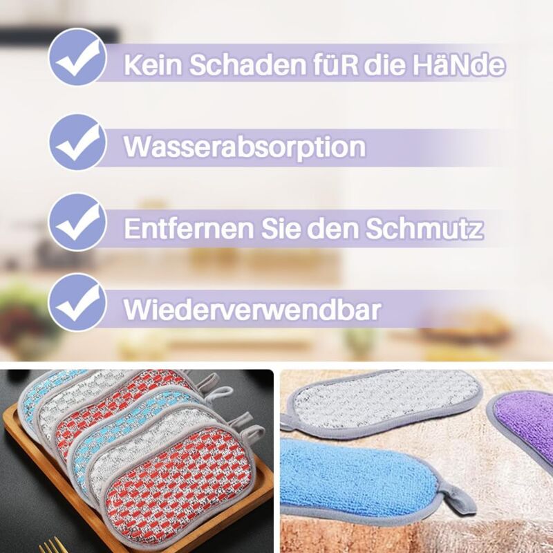 10 pcs Colorful Cleaning Sponges, Premium Non-Scratch Reusable Dishwashing Sponges For Kitchen, Bathroom, V1188-MS-227-1955