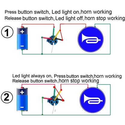12V-24V/5A 16Mm Pre-Wired Momentary Horn Push Button Switch Waterproof Metal Button With Red LED V1188-MS-227-1961