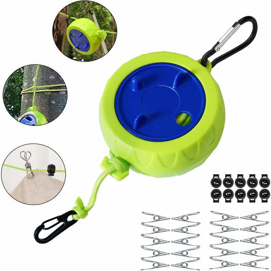 Clothesline Set, 10M Portable Anti-Winding Stretchable Clothes Line For Drying Rack Bathroom Outdoor Camping V1188-MS-227-1965