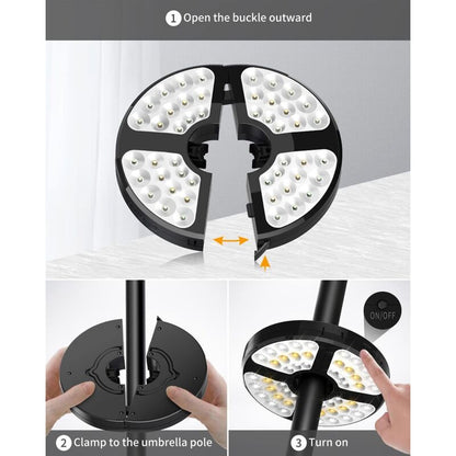 48 LED Rechargeable Umbrella Light, With 3 Lighting Modes 72 Hours Adjustable Cordless Light For Garden Patio V1188-MS-227-1968