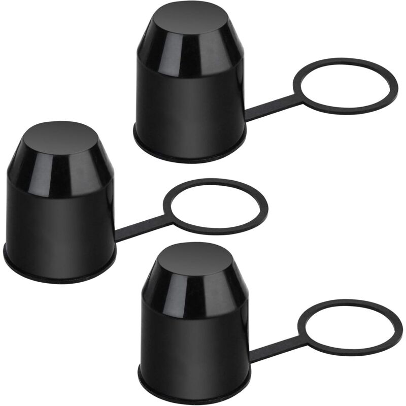 3 pcs Set Protective Caps For Trailer Hitch. Plastic - With Safety Ring - Weatherproof And Car Wash Resistant. V1188-MS-227-1970