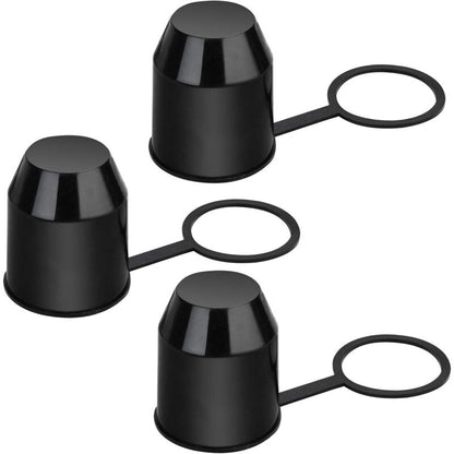 3 pcs Set Protective Caps For Trailer Hitch. Plastic - With Safety Ring - Weatherproof And Car Wash Resistant. V1188-MS-227-1970