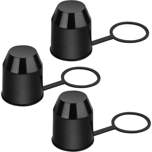3 pcs Set Protective Caps For Trailer Hitch. Plastic - With Safety Ring - Weatherproof And Car Wash Resistant. V1188-MS-227-1970