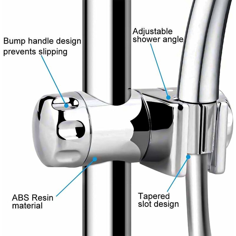 Replaceable Handheld Shower Holder, Shower Head Holder, Adjustable Bathroom Shower Clamp Fit 25Mm Shower Bar, V1188-MS-227-1971
