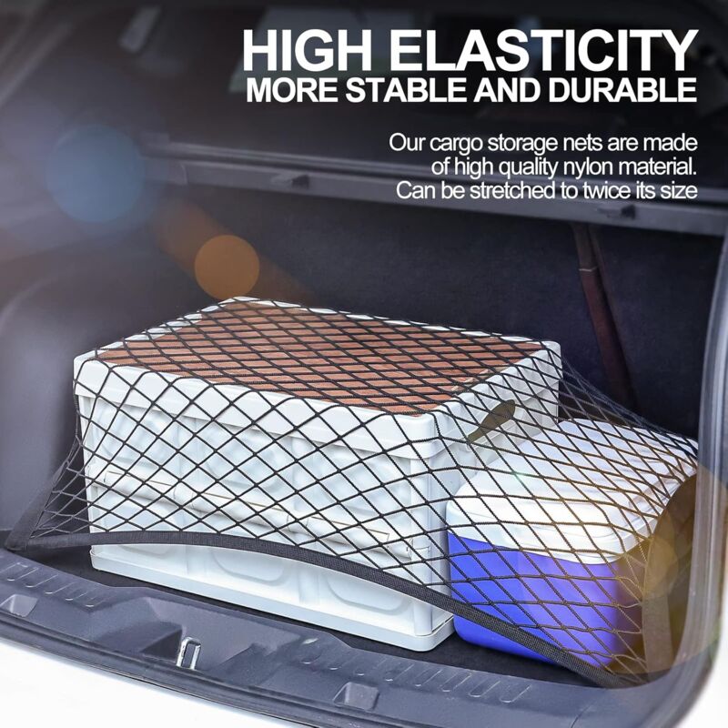 Car Trunk Storage Net Size 8060Cm Luggage Storage Net Storage Net With 6 Carabiners 4 Hooks Elastic V1188-MS-227-1977