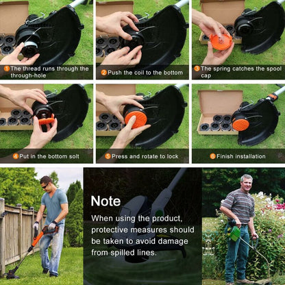 Trimmer Line Spool For Black And Decker Strimmers, 6 Pack Brushcutter Line Spools With 1 Spool Cover And 1 V1188-MS-227-1978