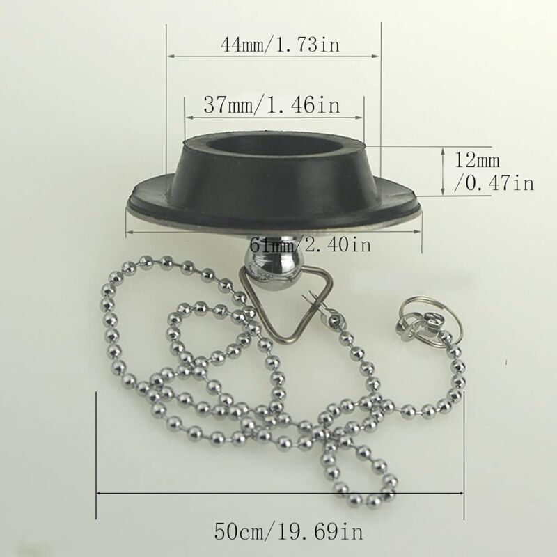 Sink Plug With Chain Rustproof Bathtub Stopper Drain Plug With Rubber Ring Bathtub Drain Cover Plug For Sink V1188-MS-227-1979