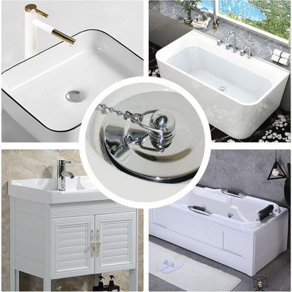 Sink Plug With Chain Rustproof Bathtub Stopper Drain Plug With Rubber Ring Bathtub Drain Cover Plug For Sink V1188-MS-227-1979