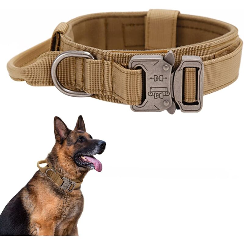 Tactical Dog Collar - Military Dog Collar With Control Handle, Adjustable Nylon Padded Dog Collar For Medium V1188-MS-227-1981