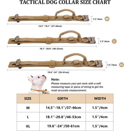 Tactical Dog Collar - Military Dog Collar With Control Handle, Adjustable Nylon Padded Dog Collar For Medium V1188-MS-227-1981
