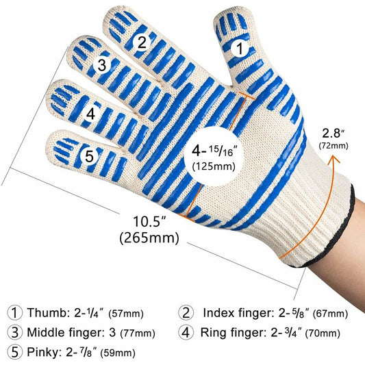 Bbq Gloves, 350 degrees C Heat Resistant Double Oven Gloves, Non-Slip Silicone Bbq Gloves For Cooking V1188-MS-227-1982