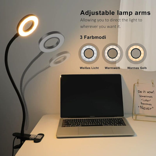 360 degrees Flexible LED Clip-On Lamp 3 Modes 10 Dimmable Levels For Headboard Bedroom Office 12W With Ce V1188-MS-227-1985