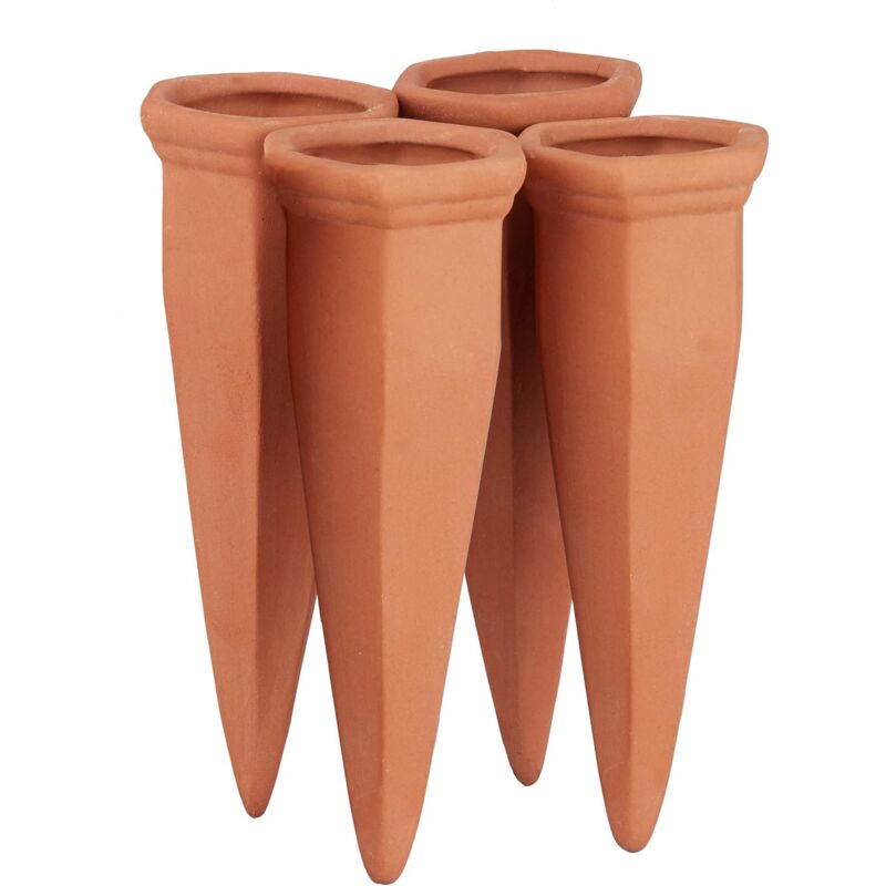 Clay Watering Cone, 4 pcs Set Watering Accessories, 1L Plastic Or Wine Bottles, Terracotta V1188-MS-227-1986