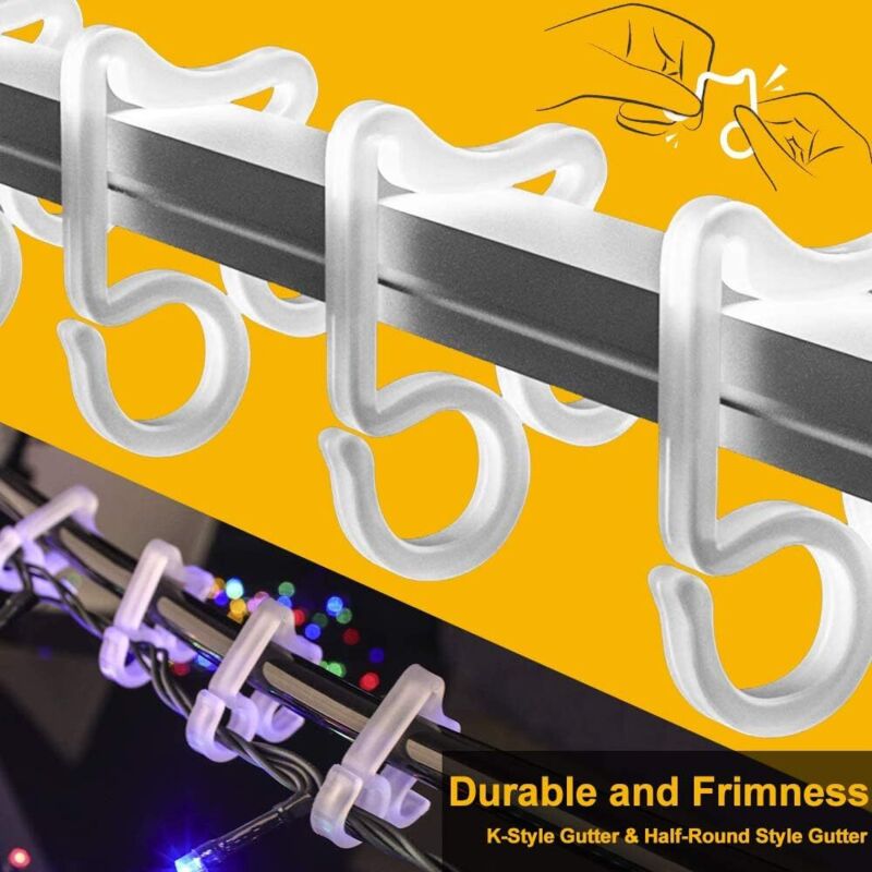 100 pcs Christmas Light Hooks, Outdoor ROof Gutter Hooks, Plastic Christmas Light Clips For Decorative Lights V1188-MS-227-1987