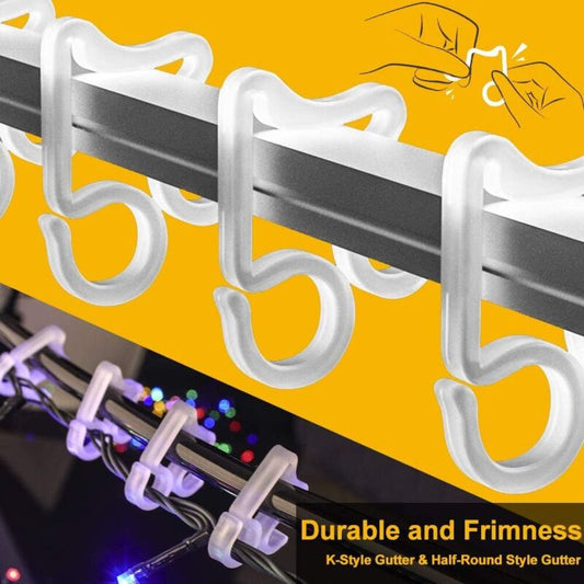 100 pcs Christmas Light Hooks, Outdoor ROof Gutter Hooks, Plastic Christmas Light Clips For Decorative Lights V1188-MS-227-1987
