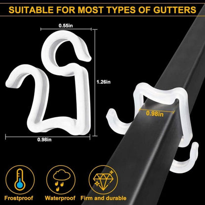 100 pcs Christmas Light Hooks, Outdoor ROof Gutter Hooks, Plastic Christmas Light Clips For Decorative Lights V1188-MS-227-1987