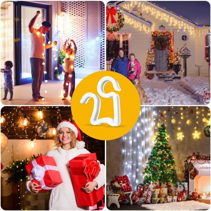 100 pcs Christmas Light Hooks, Outdoor ROof Gutter Hooks, Plastic Christmas Light Clips For Decorative Lights V1188-MS-227-1987